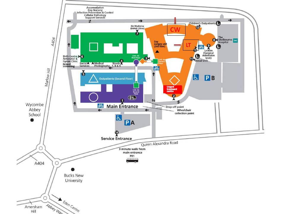 Wycombe Hospital Map with Parking